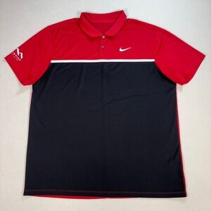 Nike Victory Polo Men's XL Red Black Dri-Fit Standard Fit Colorblock Golf‎ Shirt